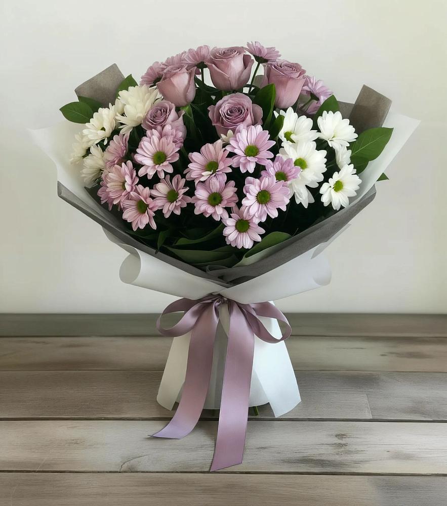 Букет цветов из: Хризантемы и Розы в Аликоновке