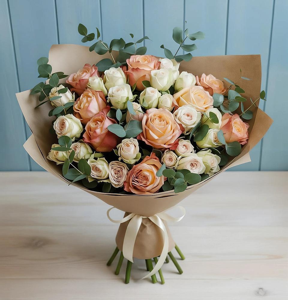 Букет цветов из: Альстромерии и Розы в Аликоновке