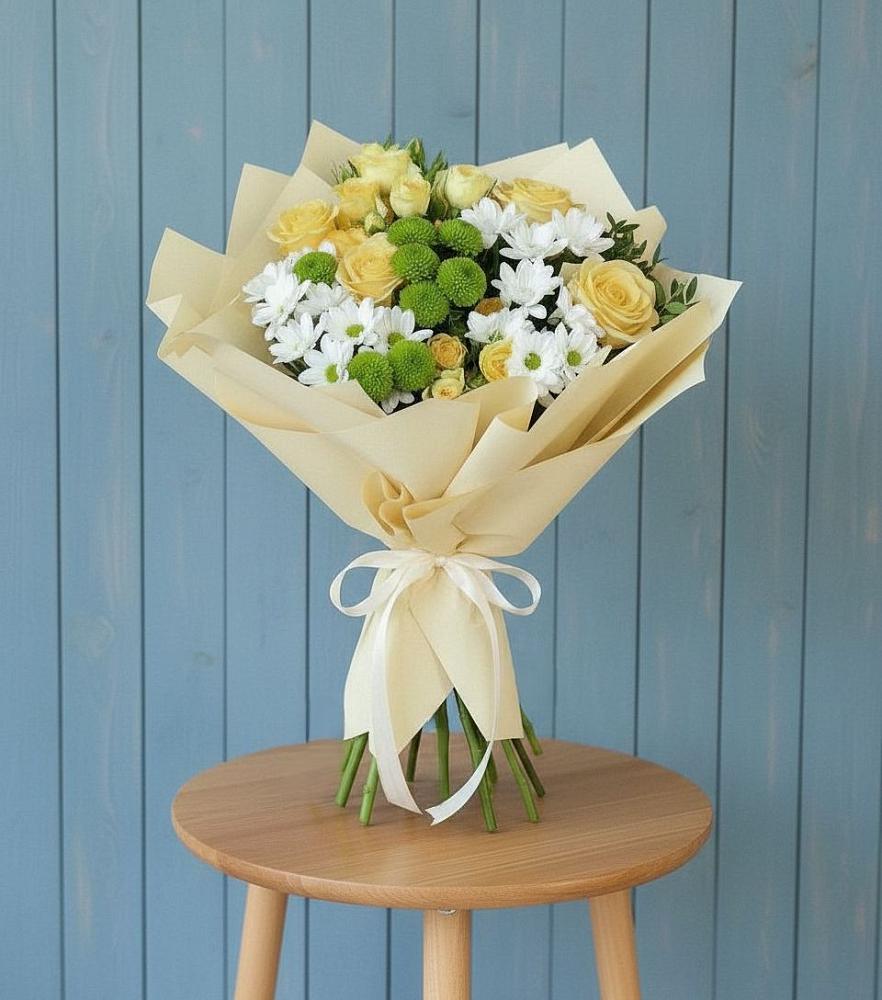 Букет цветов из: Хризантемы и Розы в Аликоновке