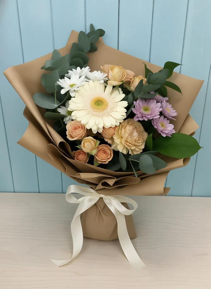 Букет цветов из: Герберы и Хризантемы в Аликоновке