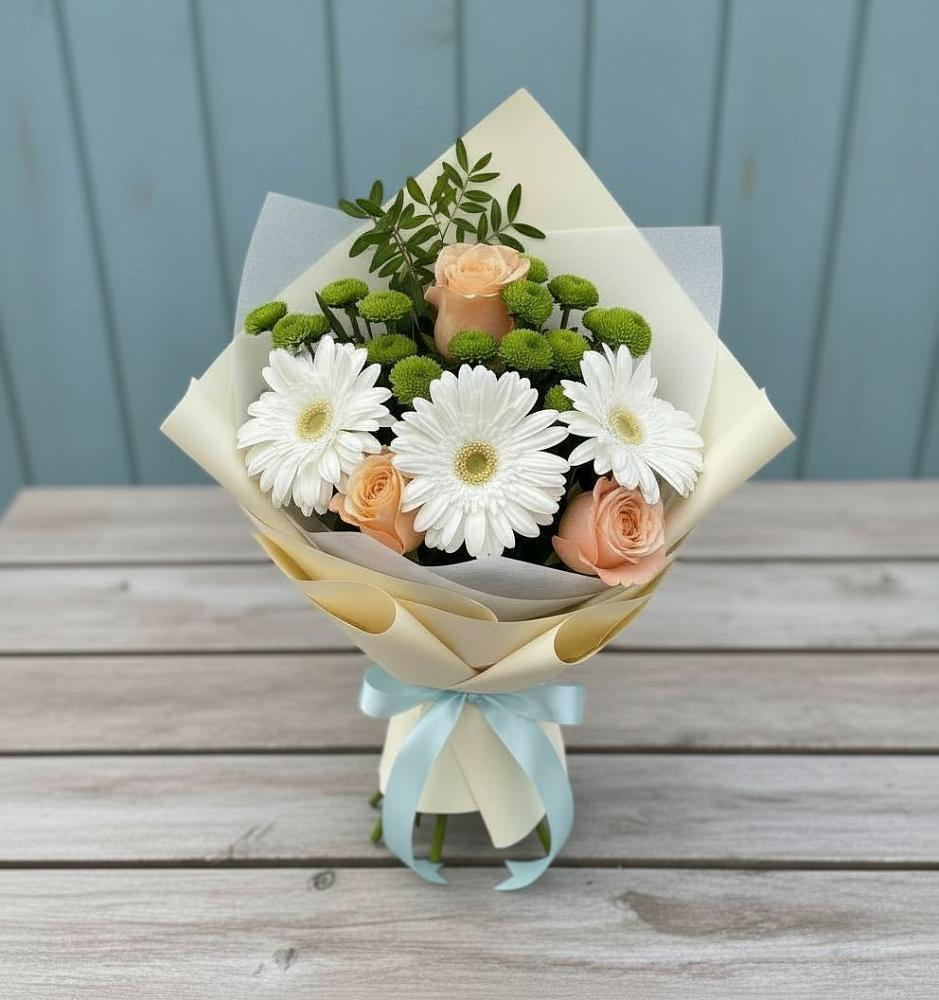 Букет цветов из: Герберы, Розы и Хризантемы в Аликоновке