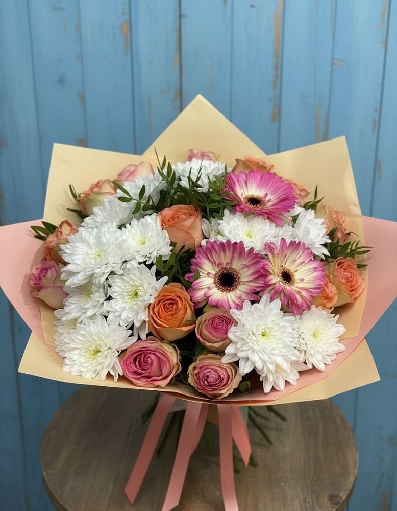 Букет цветов из: Розы, Герберы и Хризантемы в Аликоновке