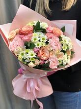 Букет нежные объятья в Аликоновке Букет цветов из: Гвоздики, Розы и Хризантемы в Аликоновке
