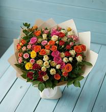Букет Микс из разноцветных кустовых роз в Аликоновке